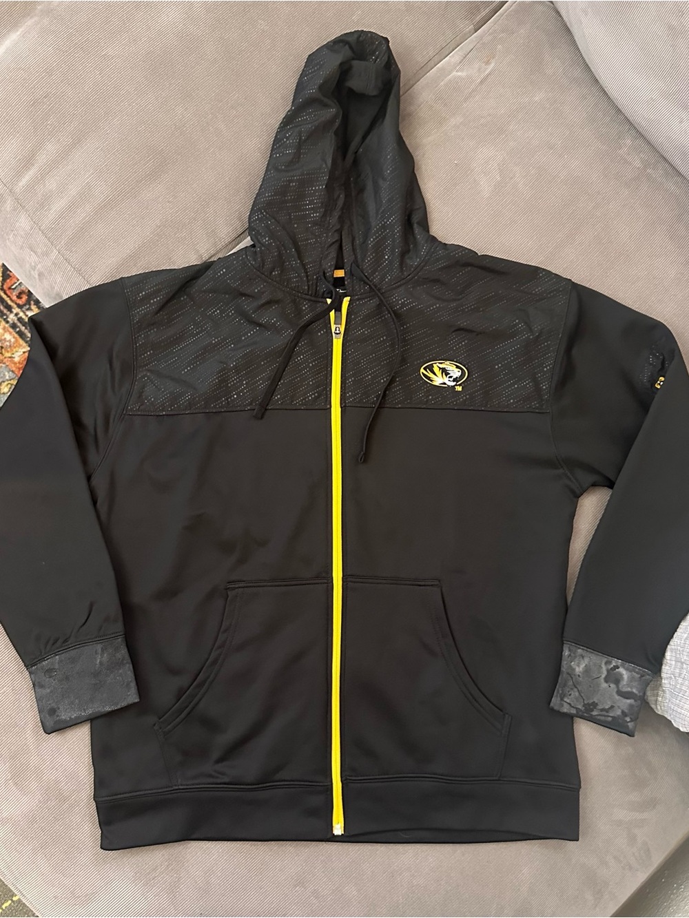 Missouri Tigers Hoodie Jacket Mens Large Champion Elite Mizzou Full Zip Black